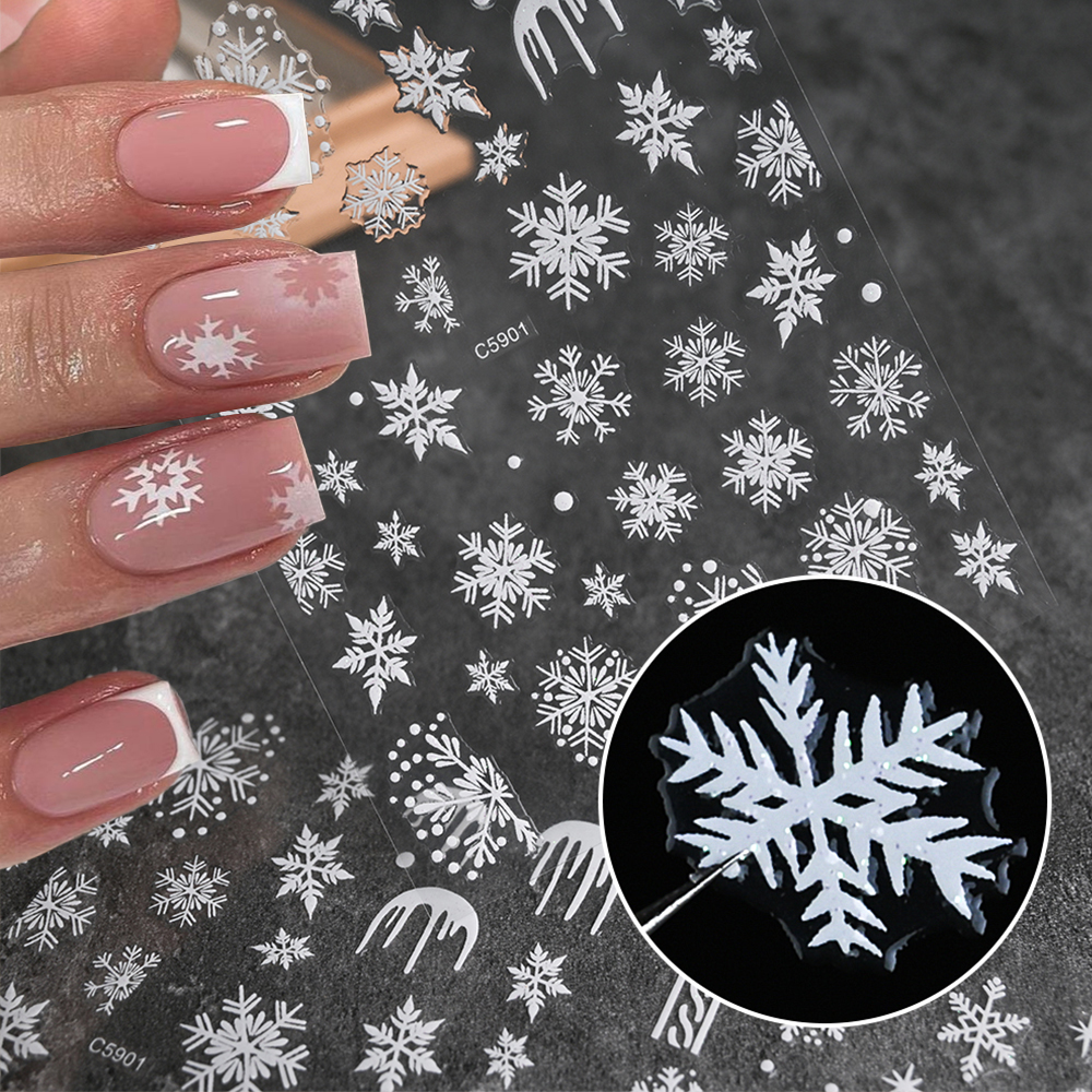3D White Snowflake Christmas N - Nail Art Xmas Stickers 리뷰 및 가격