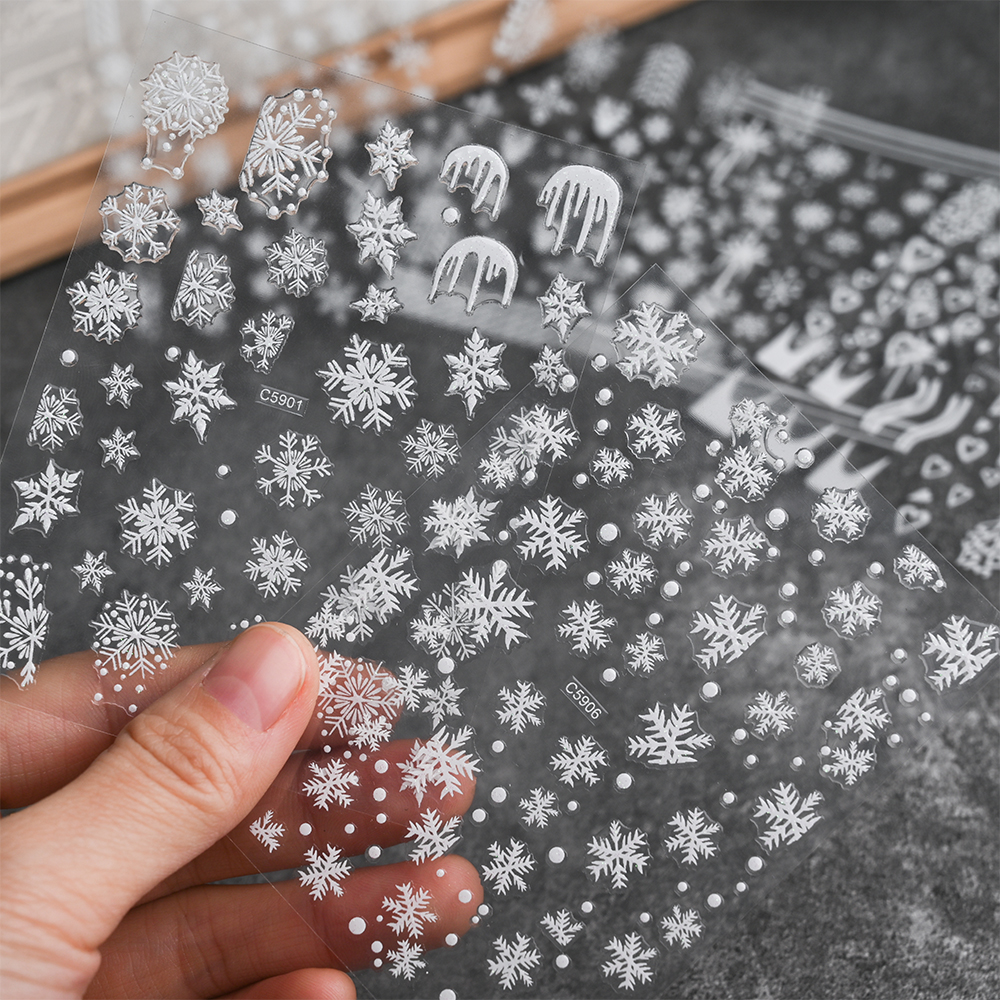 3D White Snowflake Christmas N - Nail Art Xmas Stickers 리뷰 및 가격