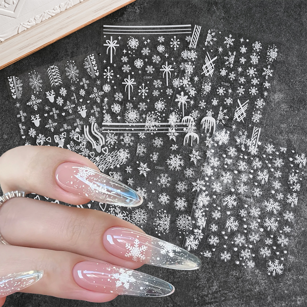 3D White Snowflake Christmas N - Nail Art Xmas Stickers 리뷰 및 가격