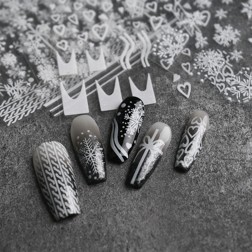 3D White Snowflake Christmas N - Nail Art Xmas Stickers 리뷰 및 가격