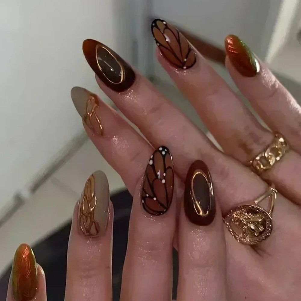 24Pcs Short Almond Fake Nails  - Nail Art Overlay 리뷰 및 가격