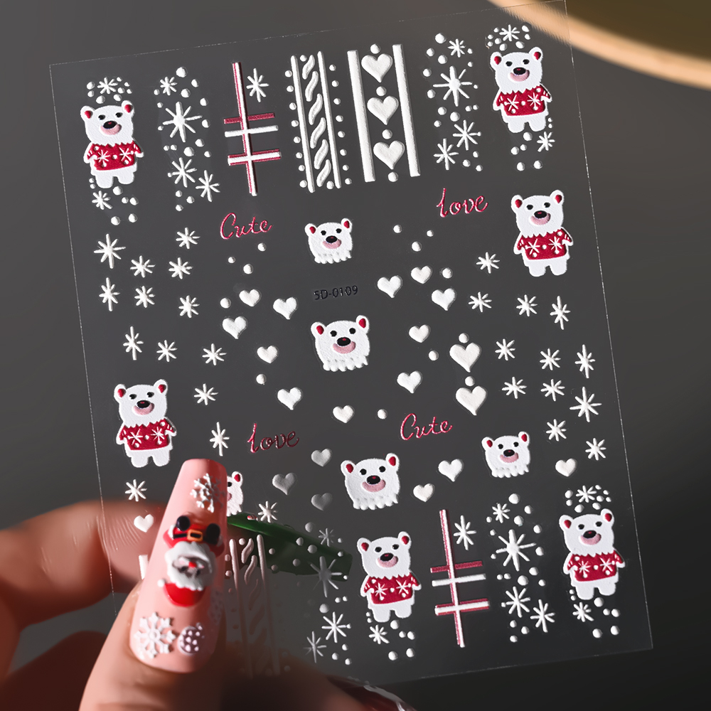 1Sheet 5D Embossed Christmas N - Nail Art Xmas Stickers 리뷰 및 가격